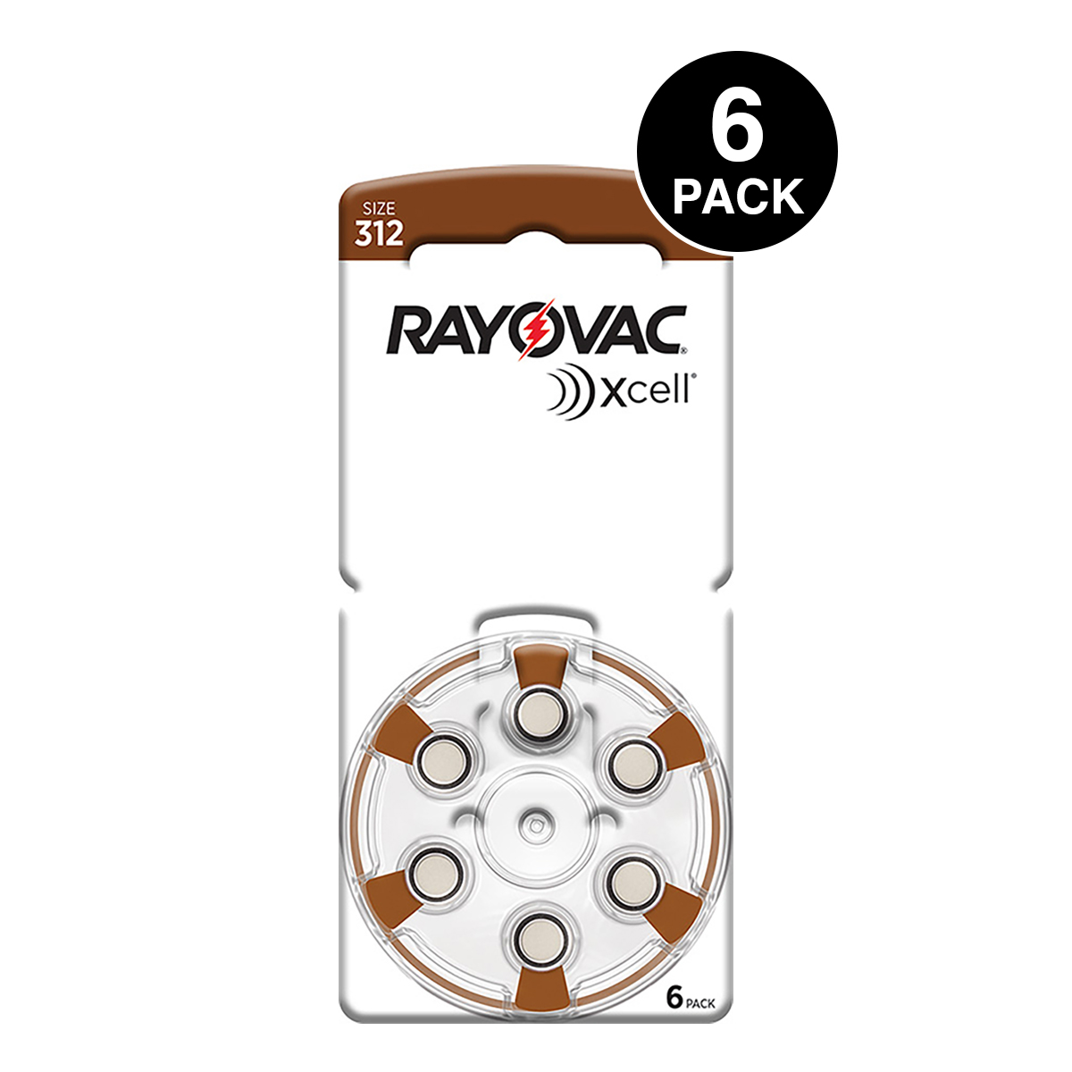 Xcell (Made By Rayovac) Size 312 Hearing Aid Batteries (6 Pcs)