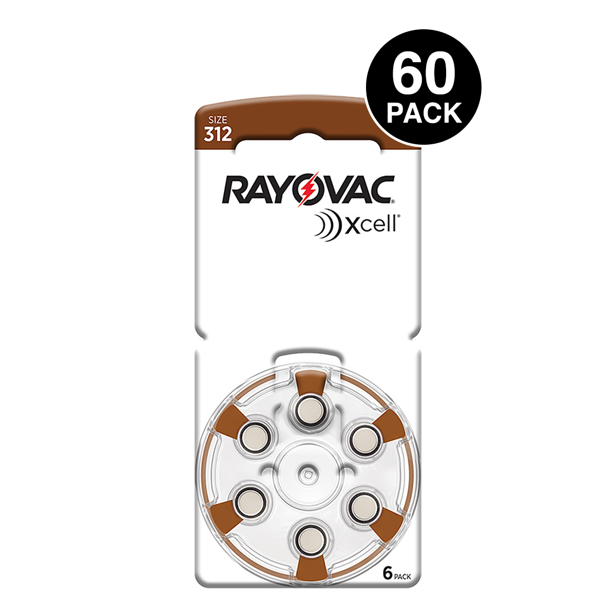 Xcell (Made By Rayovac) Size 312 Hearing Aid Batteries (60 Pcs)