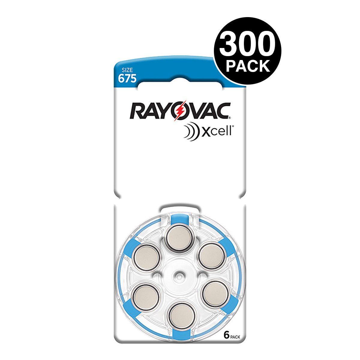 Xcell (Made By Rayovac) Size 675 Hearing Aid Batteries (300 Pcs) 