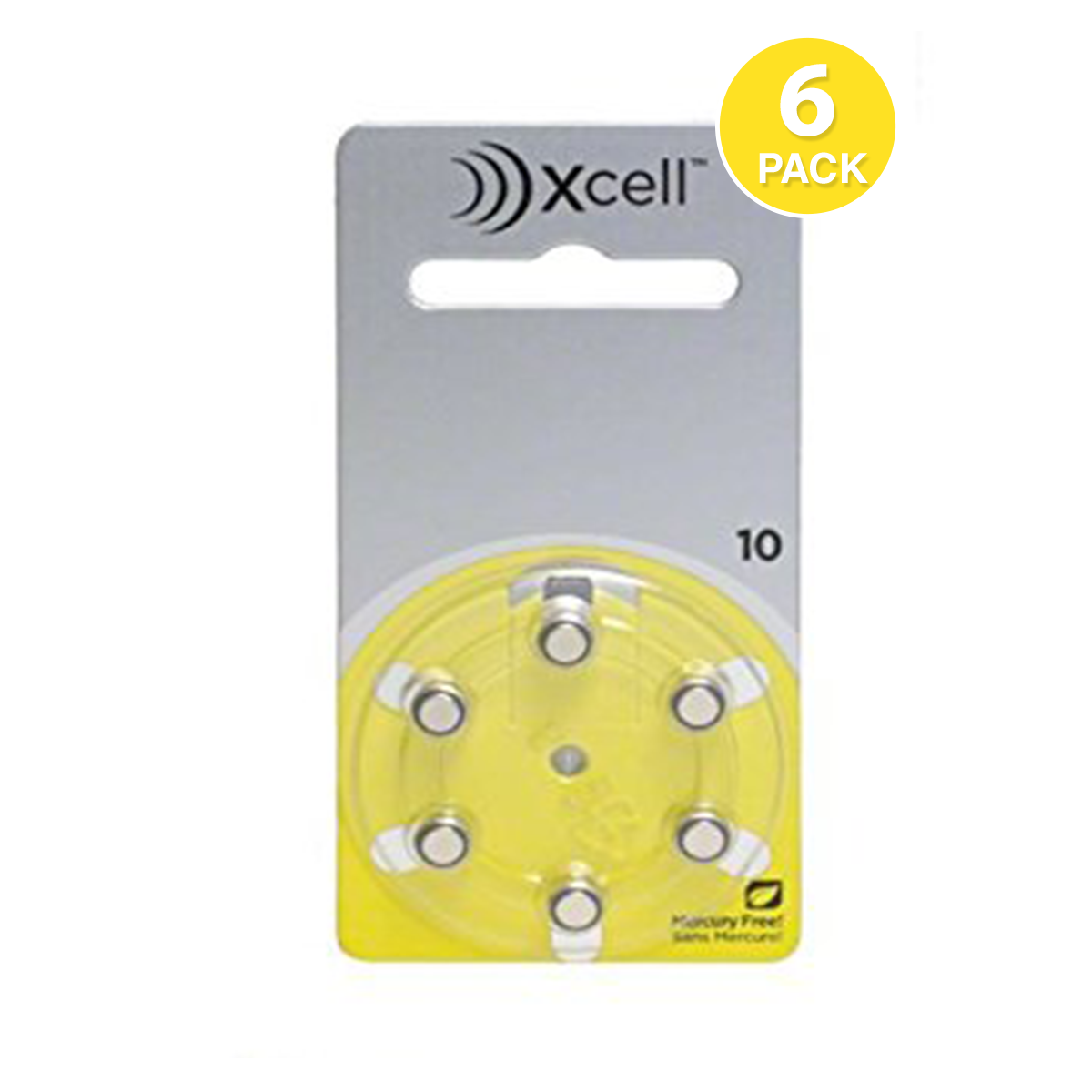 Xcell (Made by Rayovac) Hearing Aid Battery, Size 10, Mercury Free (6 Pcs)
