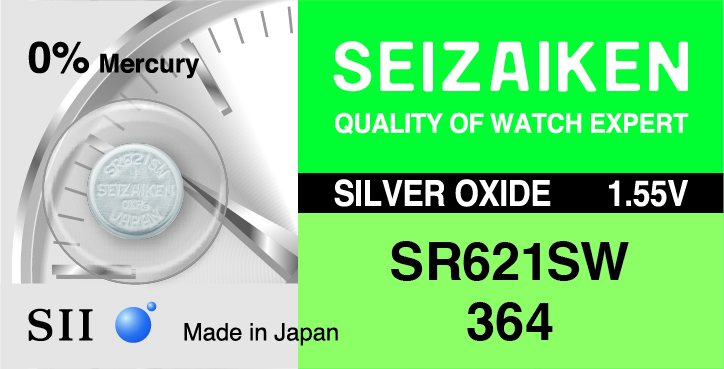 Sony 364 (SR621SW) 1.55V Silver Oxide 0% Hg Mercury Free Watch Battery (5  Batteries)