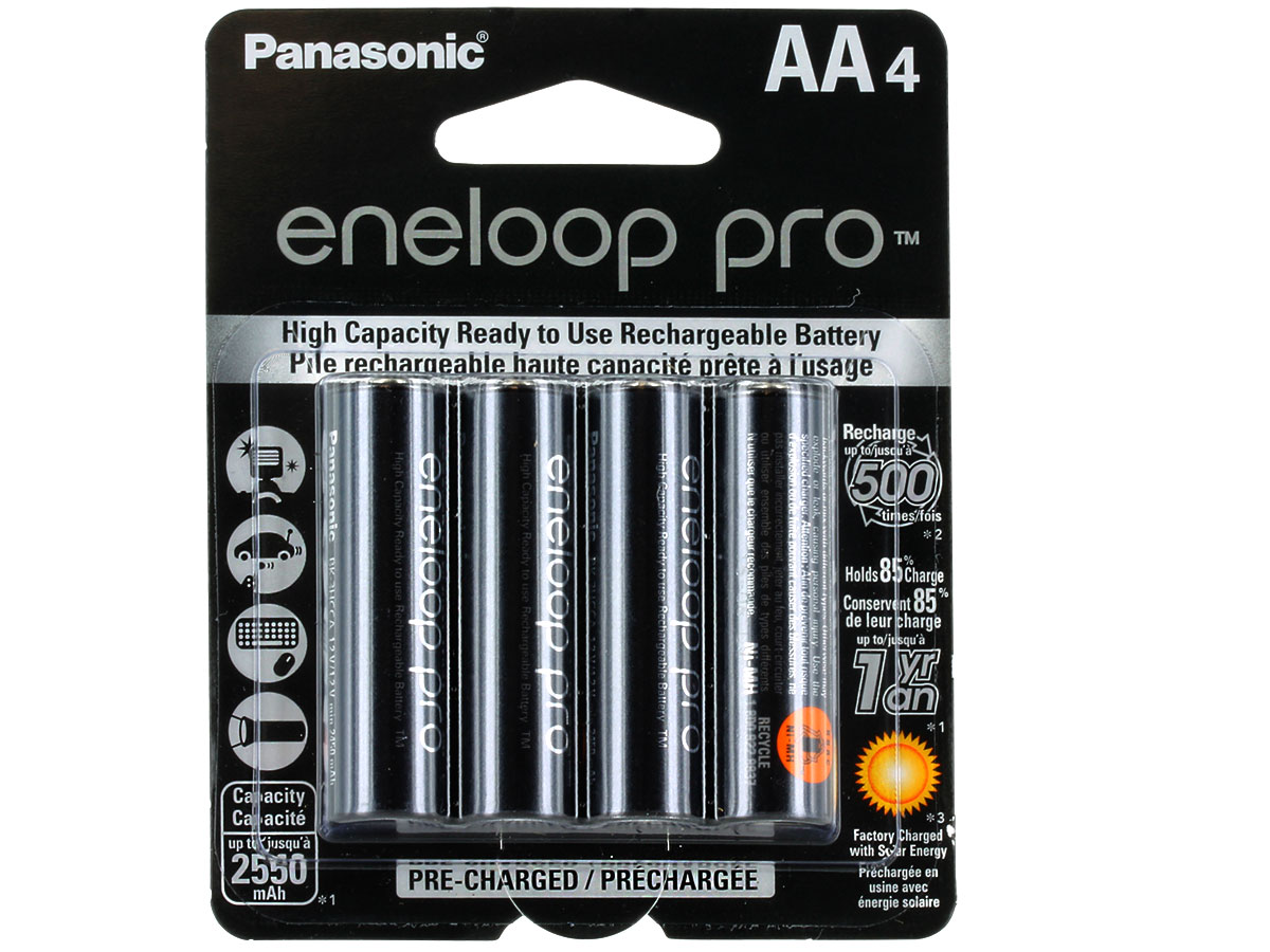 Eneloop Pro High Capacity Ni-MH 2550mAh (Min. 2450mAh) Pre-Charged Rechargeable Battery with Holder of 4