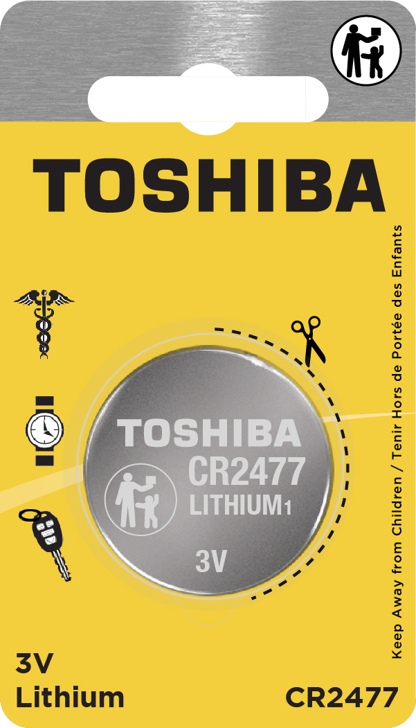 Toshiba CR2477 Battery 3V Lithium Coin Cell (1 PC Child Resistant Blister  Package)